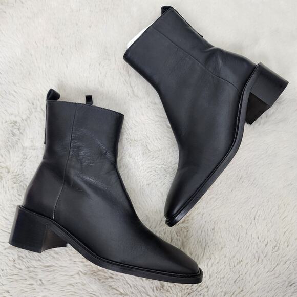 NEW Everlane The City Black Leather Ankle Boots - Picture 1 of 14